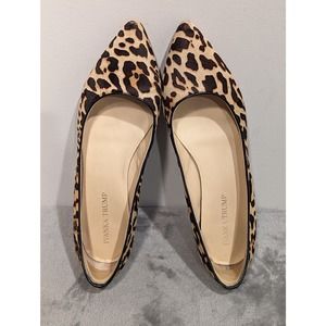Ivanka Trump Womens Leopard Print Calf Hair Pointed Ballet Flats Size 9.5